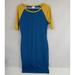 Lularoe Dresses | Lularoe Julia Blue Dress With Mustard Yellow Sleeves Size Small | Color: Blue/Yellow | Size: S