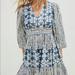 Anthropologie Dresses | Anthropologie Not So Serious Behati Metallic Floral Mini Ruffle Dress | Color: Blue/White | Size: Mp