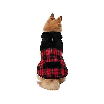 Frisco Plaid Faux Fur Dog & Cat Jacket, XX-Large, Red