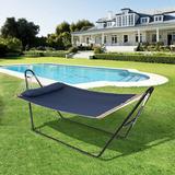 Arlmont & Co. Jeffcott Double Spreader Bar Hammock w/ Stand Polyester in Blue | 46.9 H x 55.1 W x 146 D in | Wayfair