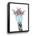 Trinx Bubble Gum Giraffe Gallery Wrapped Canvas in Blue/Gray/Pink | 18 H x 14 W in | Wayfair 4C26D3AB611C4265AED30563CBEA4ADA