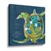 Bay Isle Home™ Chentes Turtle on Blue - Painting on Canvas in Blue/Green | 14 H x 14 W x 2 D in | Wayfair EF3FDC4AD9694532BDFE8CE1C1D0C651