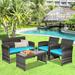 Winston Porter Ethelrine 4 Piece Sofa Seating Group w/ Cushions Synthetic Wicker/All - Weather Wicker/Wicker/Rattan in Red | Outdoor Furniture | Wayfair