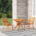 Union Rustic Patio Table & Chairs Conversational Set Solid Acacia Wood in Brown/White | 33.5 W x 33.5 D in | Wayfair