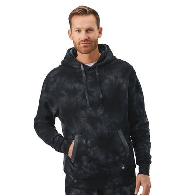 VEVO ACTIVE Men's French Terry Hoodie (Size M) Black Tie Dye, Cotton,Polyester