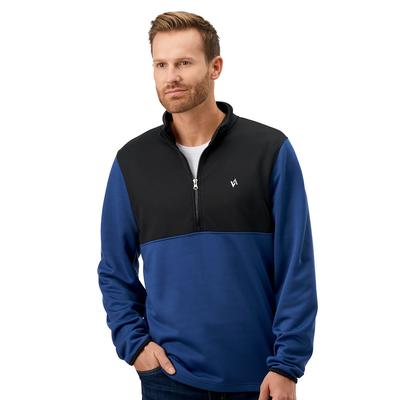 VEVO ACTIVE Men's Poly Fleece 1/2-Zip Pullover (Size XXXL) Blue/Black, Polyester