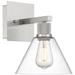 Port Nine Martini E26 LED Wall Sconce - Brushed Steel - Clear Glass