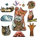 Puzzle d'animaux en bois pour adultes et enfants jouet de chat chaque pièce est un animal de