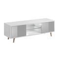 Meuble tv 2 portes 140 cm blanc et gris