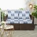 Humble + Haute Blue and White Ikat Stripe Indoor/Outdoor Deep Seating Loveseat Pillow and Cushion Set