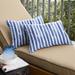 Humble + Haute Blue and White Stripe Indoor/Outdoor Corded Lumbar Pillows (Set of 2)