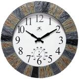 Faux 13 inch Indoor/Outdoor Wall Clock with Thermometer - 13 x 2 x 13