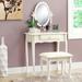 Antique White Vanity Set with Stool