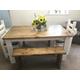 Rustic, Farmhouse Dining Table, 2 Chunky Chairs and 2 Benches All Hand Crafted 1500 x 800 in white cream or grey