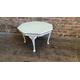 Glass Top Vintage Painted Coffee Table in Farrow and Ball Wimborne White Hand Painted