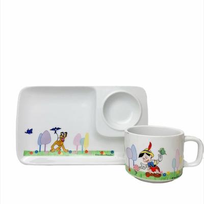 Disney Kitchen | Disney Japan Pinocchio Pluto Cup & Snack Plate Set | Color: Green/White | Size: Os