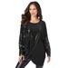 Plus Size Women's Sequin Paneled Overlay Top by Roaman's in Black (Size 34/36)