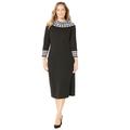 Plus Size Women's Cowl Neck Sweater Dress by Catherines in Black Houndstooth (Size 5X)