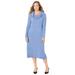 Plus Size Women's Cashmiracle™ Cowl Neck Pullover Sweater Dress by Catherines in French Blue (Size 1X)