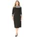 Plus Size Women's Cowl Neck Sweater Dress by Catherines in Black Houndstooth (Size 3X)