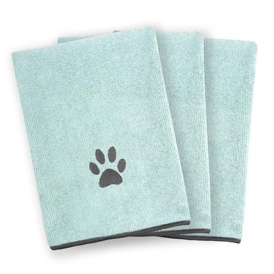 Embroidered Microfiber Pet Towel, Small, 3 Pieces by RITZ in Paw Spa Blue