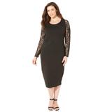 Plus Size Women's Curvy Collection Lace Ponte Dress by Catherines in Black (Size 3X)