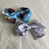 Disney Accessories | 3/$15 Disney Frozen Elsa Anna Olaf Hair Bow Set White Blue Toddler Princess | Color: Blue/White | Size: Osg