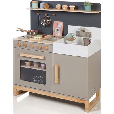 Spielküche MUSTERKIND "Linum, warmgrau/natur", beige (natur, grau), Spielküchen, KinderB:76cm H:90cm T:36cm, Holz, B:76cm H:90cm T:36cm