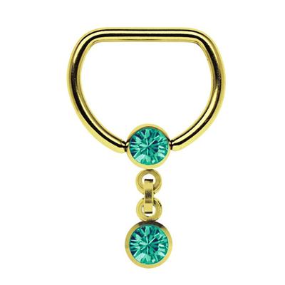 Brustwarzenpiercing ADELIA´S "Piercing Brustpiercing", Damen, grün, Chirurgiestahl, modisch, Piercings, 18 kt. Hartvergoldung mit Kette und zwei 5 mm Kugeln