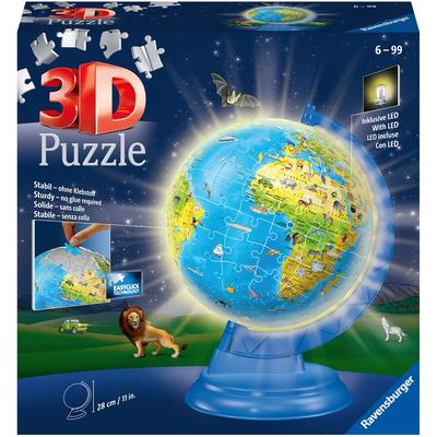 3D-Puzzle RAVENSBURGER "Kinderglobus mit Licht" Puzzles bunt Kinder Made in Europe, FSC - schützt Wald weltweit