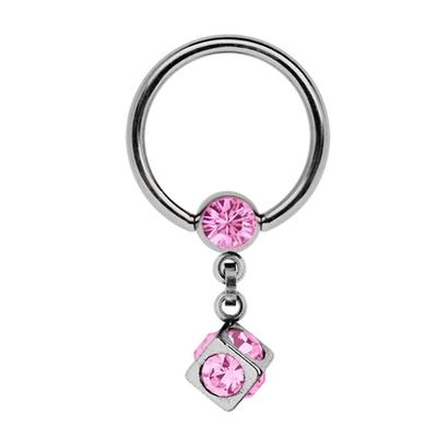 Intimpiercing ADELIA´S "Piercing Intimpiercing ", Damen, rosa, Chirurgiestahl, modisch, Piercings, Stahl - Intimring BCR mit 5 mm Zirkonia-Klemmkugel