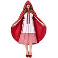 Acrawnni Women's Little Red Riding Hood Costume Parent- Child Gothic Christmas Halloween Cosplay Fancy Party Dress with Cape (Red Women, X-Large)