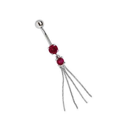 Bauchnabelpiercing ADELIA´S "Piercing Piercing Bauchnabelpiercing", Damen, pink, Titan, modisch, Piercings, Titan Banane pink Doppelsteinhänger mit 4 Gliederketten