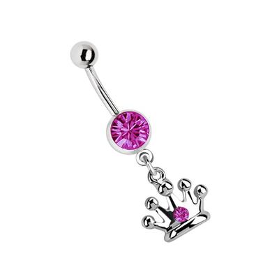 Bauchnabelpiercing ADELIA´S "Piercing Piercing Bauchnabelpiercing", Damen, pink, Chirurgiestahl, modisch, Piercings, 316l Stahl Banane - Anhänger mit pinker Krone