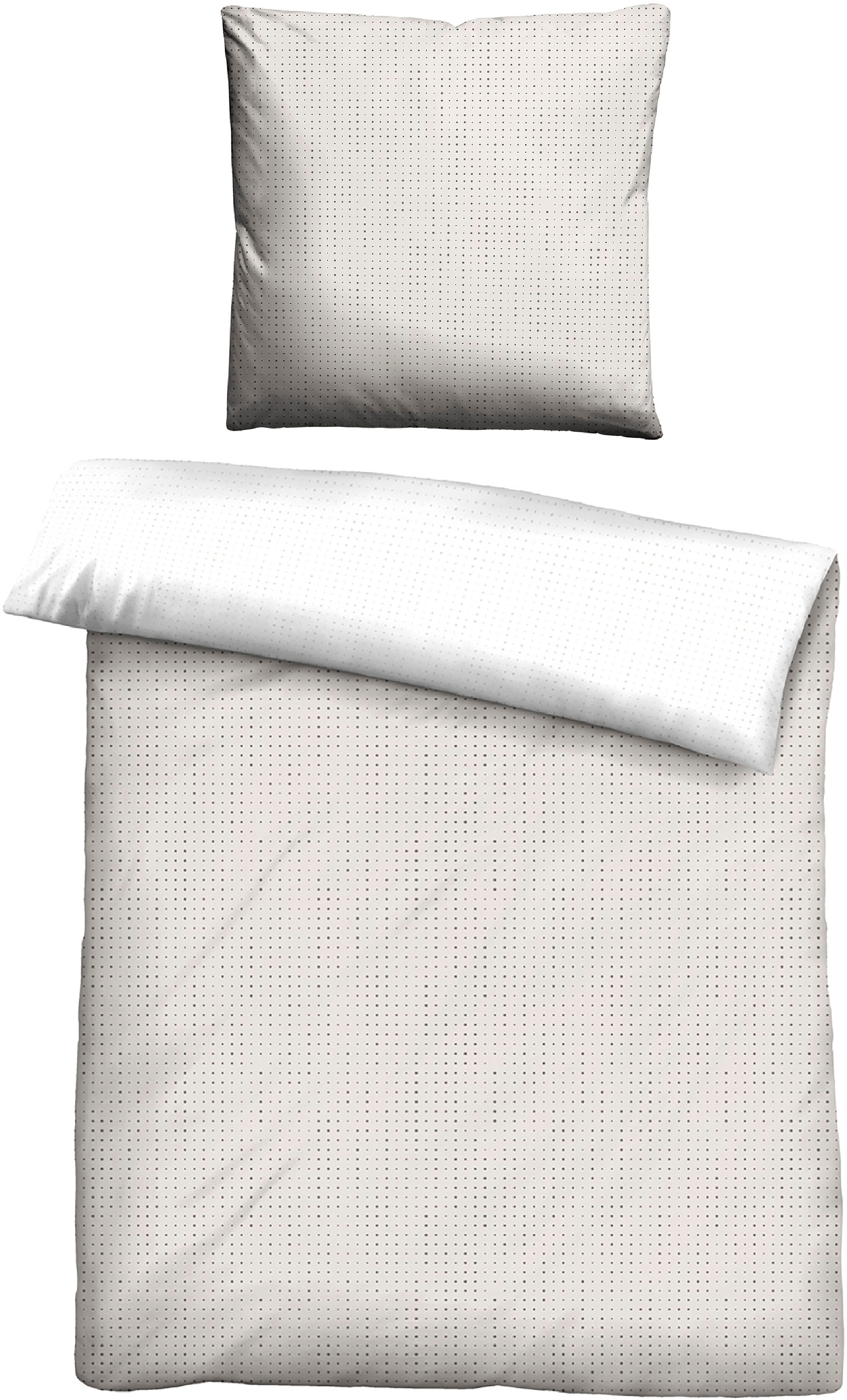 Wendebettwäsche BIBERNA "Combinate in Gr. 135x200, 155x220 oder 200x200 cm", grau (taupe, punkte), B/L: 155cm x 220cm, 1 Stk., 1 Stk., Mako-Satin, B/L: 80cm x 80cm, 2 Stk., Mako-Satin, Obermaterial: 100% Baumwolle, Bettwäsche, Wendebettwäsche,...