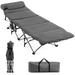 Costway Folding Retractable Travel Camping Cot in Gray | 21 H x 25.5 W x 73 D in | Wayfair NP10453GR