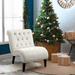 Slipper Chair - Winston Porter Dorothe 26.7" Wide Tufted Velvet Slipper Chair Velvet in White/Brown | 33.5 H x 26.7 W x 36.6 D in | Wayfair