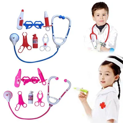 Jeu de Simulation de Médecin pour Enfant Kit de Stéthoscope Cosplay 7 Pièces