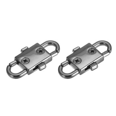 Adjustable Metal Buckles, 2Pcs 32x12mm Chain Shortener Bag Strap Clasps, Black - Dark Grey - 32mm x 12mm