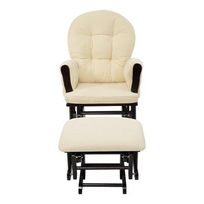 Nursery Glider and Ottoman Set - Reclining Rocker Chair with Padded Back, Armrests, and Cushions