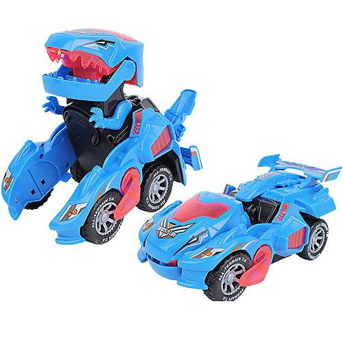 Dinosaurier Transforming Spielzeug Auto Transform Dino Spielzeugauto mit Licht und Musik Spielzeugautos Kinder blau Kinder
