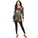 Plus Size Women's Foil Tunic & Legging Set by Roaman's in Black Gold (Size 38/40)