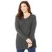 Plus Size Women's Daydream Waffle Knit Pullover by Catherines in Medium Heather Grey (Size 4X)