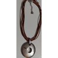 Nine West Jewelry | Nine West Polished Silver Circle Pendant Necklace With Leather Multi-Cording | Color: Silver | Size: Os