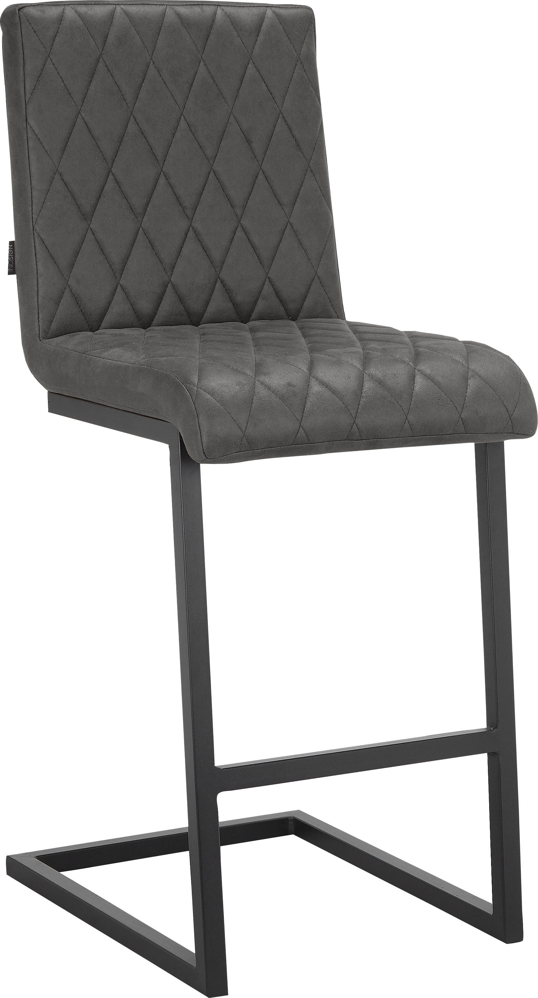 Bistrostuhl INOSIGN "Janelle", grau (anthrazit, schwarz), B:42cm H:104cm T:52cm, Stoff, Stühle, Sitz und Rücken gepolstert, Nähte am Sitz und Rücken, Sitzhöhe 65 cm