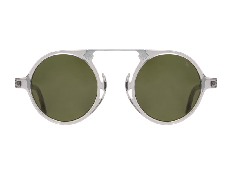 AO Oxford Sunglasses Gray Crystal Silver Frame Calobar Green AOLite Nylon Lenses Polarized 44-24-145 B45 OXF144ST--GNN-P