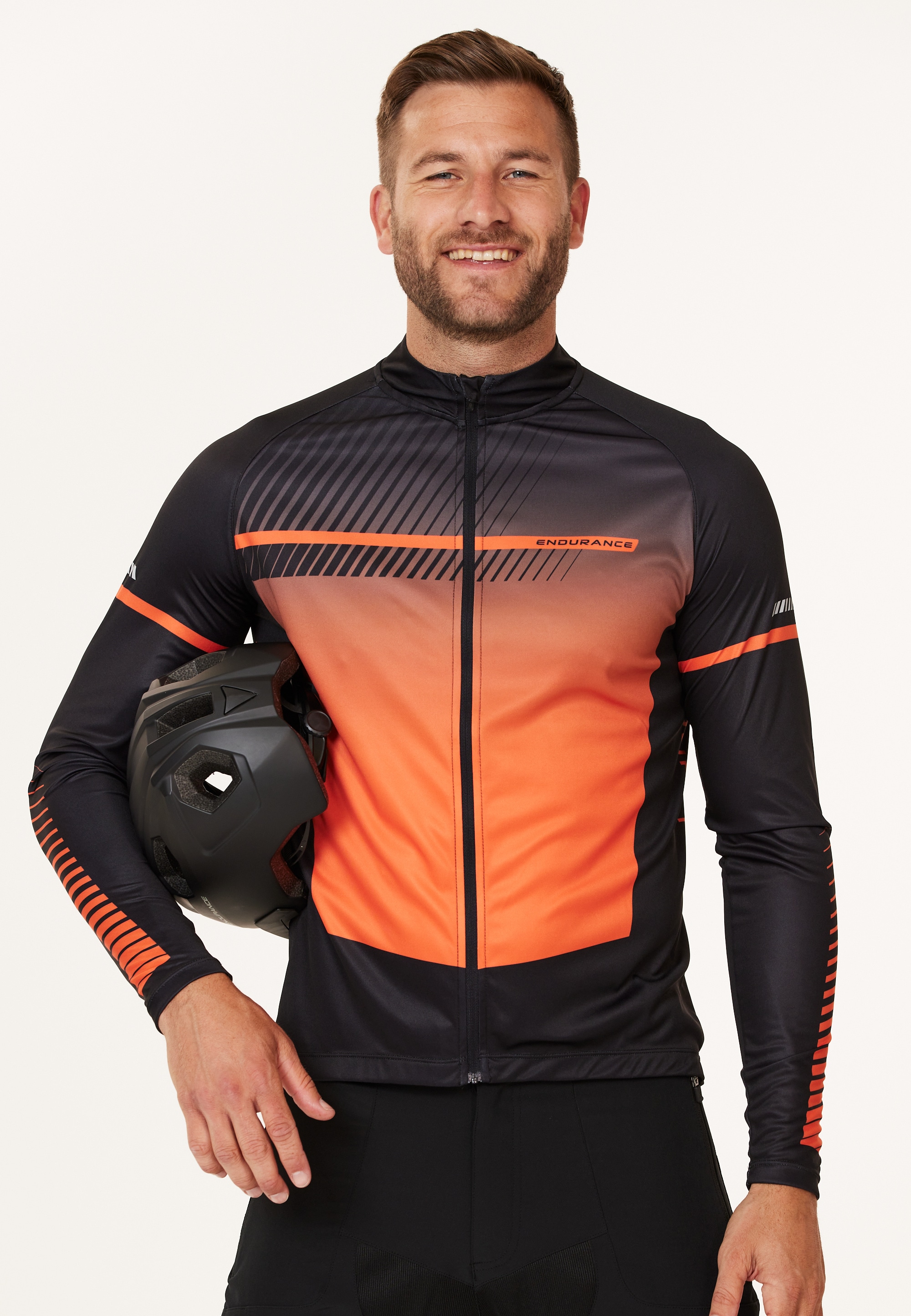 Radtrikot ENDURANCE "Jillard", Damen, Gr. M, orange (orange, schwarz), 100% Polyester, mehrfarbig, normal, ohne Ausschnitt, Trikots, mit reflektierenden Elementen