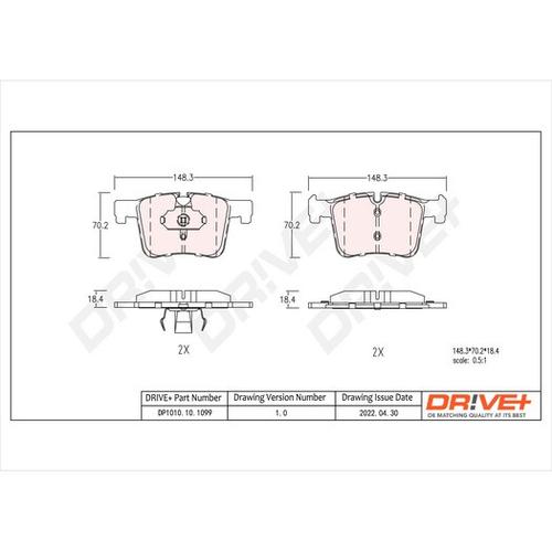 Drive+ Bremsbelagsatz, Scheibenbremse vorne rechts links für BMW (BRILLIANCE) 34114073936 34112456867 34118855010 DP1010.10.1099