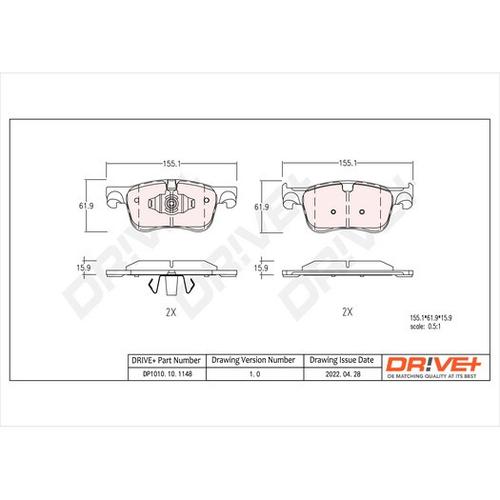 Drive+ Bremsbelagsatz, Scheibenbremse vorne rechts links für CITROËN 1609898380 1619791080 DP1010.10.1148