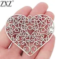 ZXZ – breloques en forme de cœur 2 pièces grandes fleurs en filigrane pendentifs pour collier